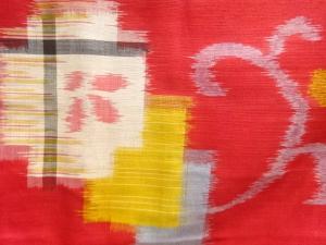 アンティーク　唐草模様織出し銘仙着物